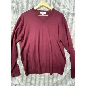 Turnbury Extra‎ Fine Marino Wool Maroon Long Sleeve Sweater Men's Size L